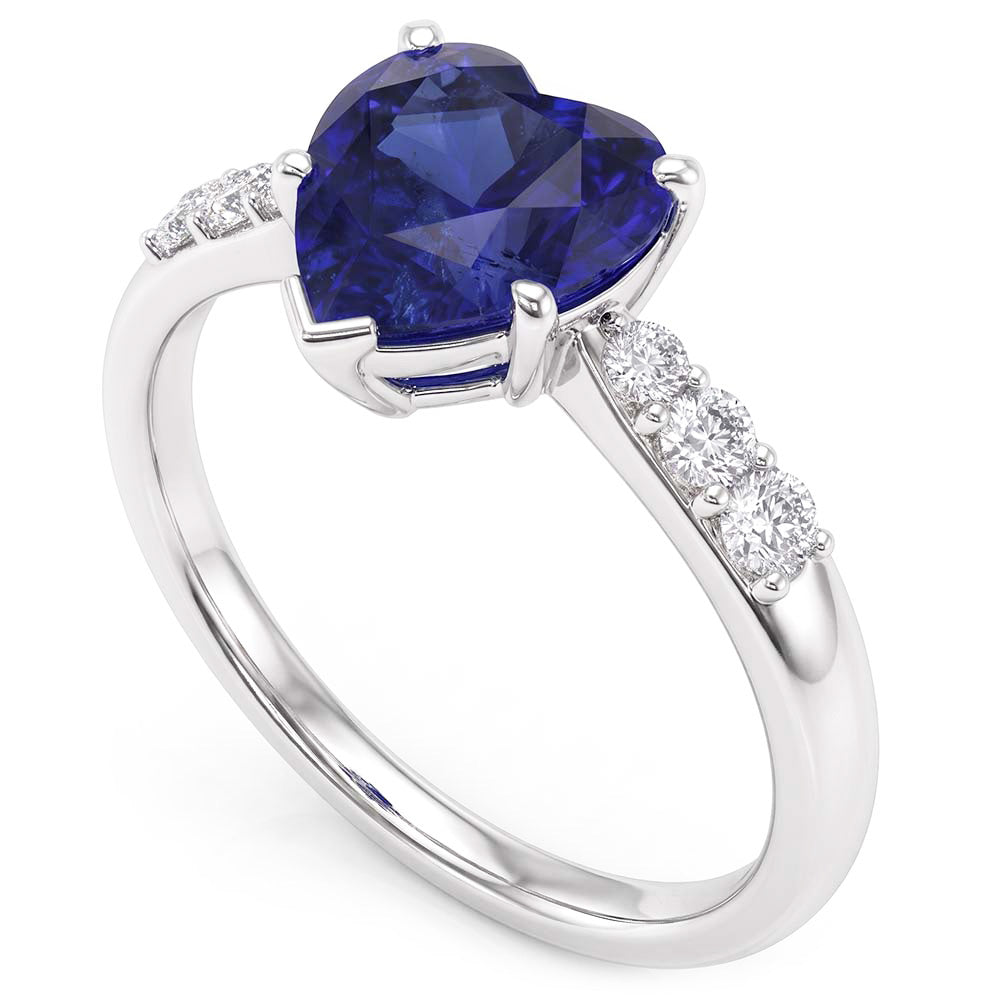 Herz Edelstein blauer Saphir Natürlicher Diamant ( nicht im Labor gezüchtet ) Ring 2 Karat Gold 14K Schmuck