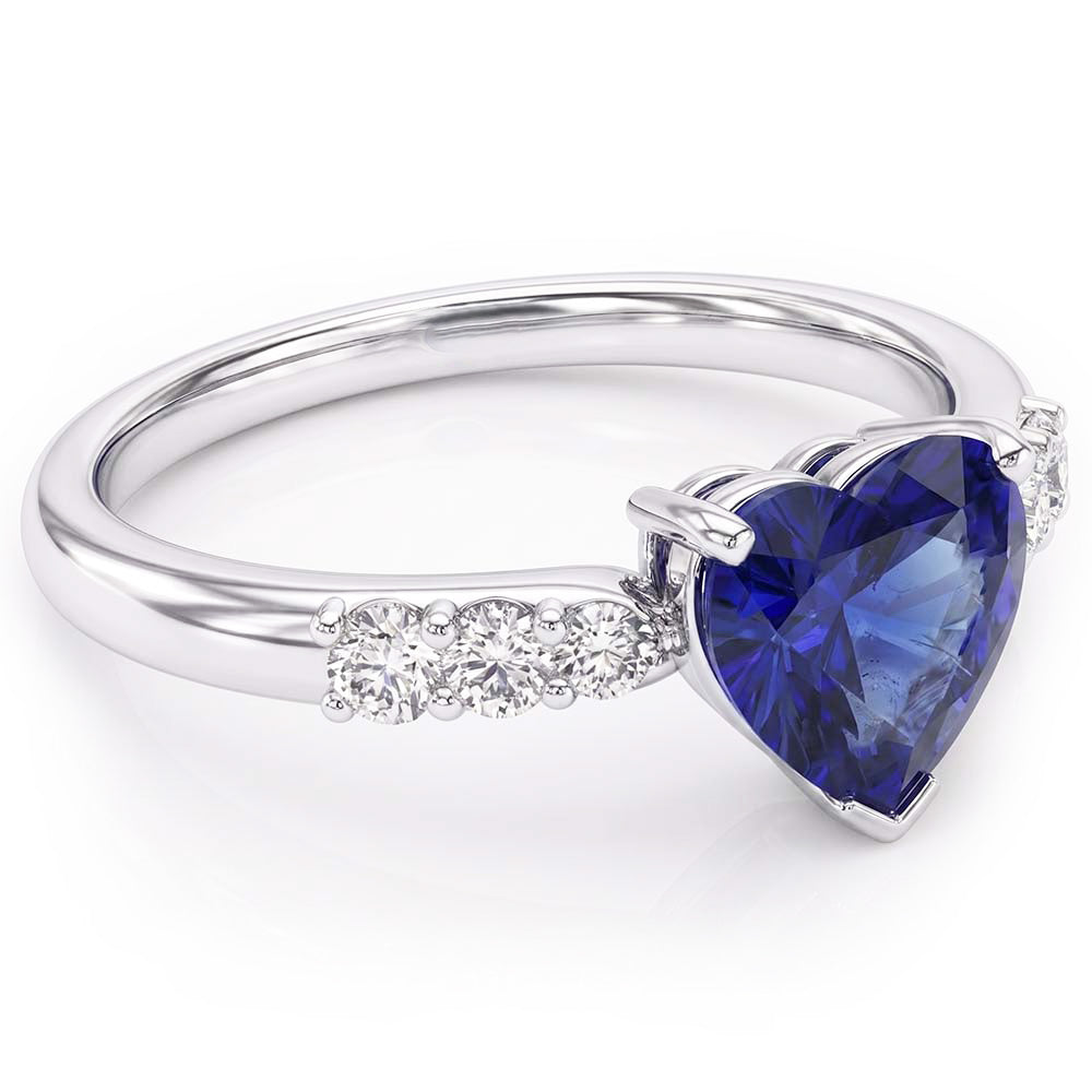 Herz Edelstein blauer Saphir Natürlicher Diamant ( nicht im Labor gezüchtet ) Ring 2 Karat Gold 14K Schmuck