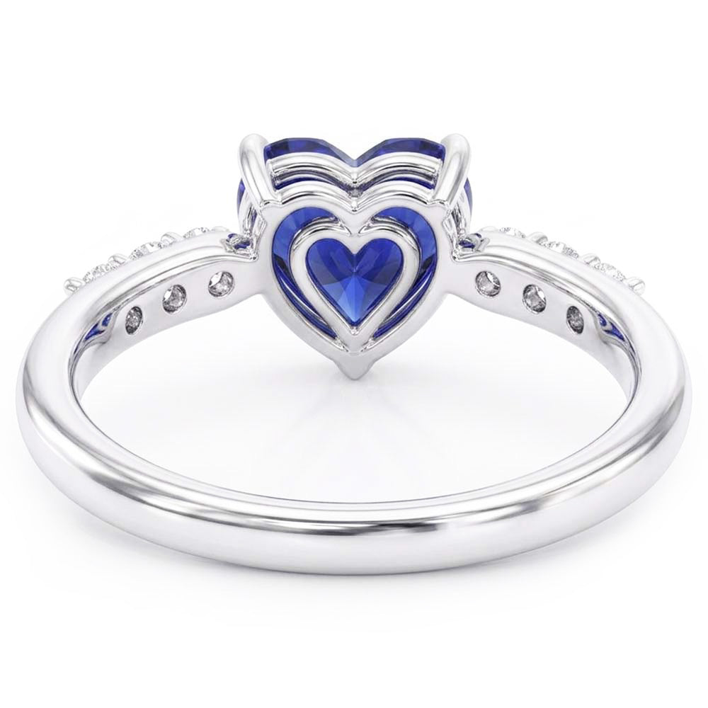 Herz Edelstein blauer Saphir Natürlicher Diamant ( nicht im Labor gezüchtet ) Ring 2 Karat Gold 14K Schmuck