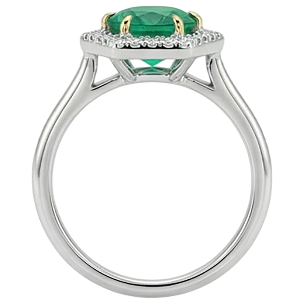 Strahlender Kolumbianischer Smaragd Schmuckstein-Ring 2,50 Karat – Draufsicht