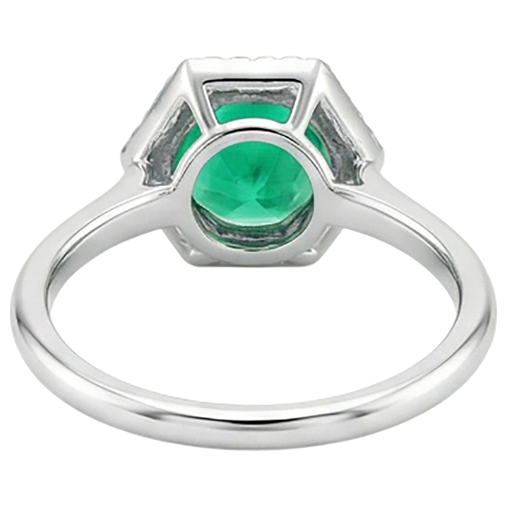 Rund-Brillant Kolumbianischer Smaragd Ring in Bicolor 14K Gold – Rückansicht
