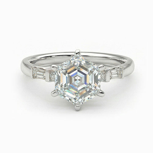 Diamant Prinzess Verlobungsring in 14K Weißgold – Hauptansicht
