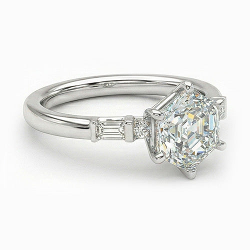 Verlobungsring 14K Weißgold mit Diamant – Frontansicht
