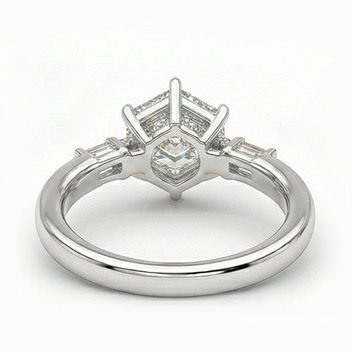 Prinzess Diamant Ring in 14K Weißgold – Profilansicht