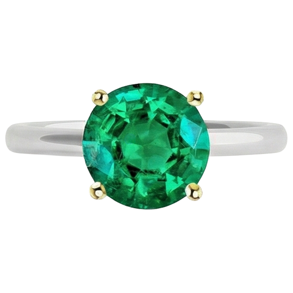 Erdgewonnener Edler Smaragd Edelstein-Ring – Schrägansicht