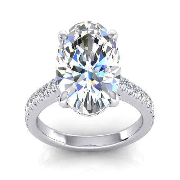 Handgefertigter Brillant Halo-Verlobungsring 4 Karat – Frontansicht