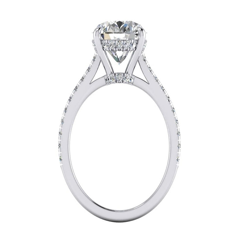 Halo-Verlobungsring 14 Karat Weißgold mit Brillant – Seitenansicht