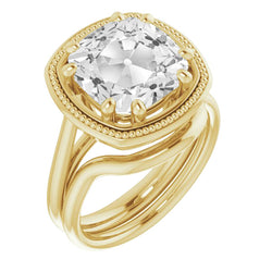 14K Gelbgold Old Mine Cut Brillant Brautring 5 Karat