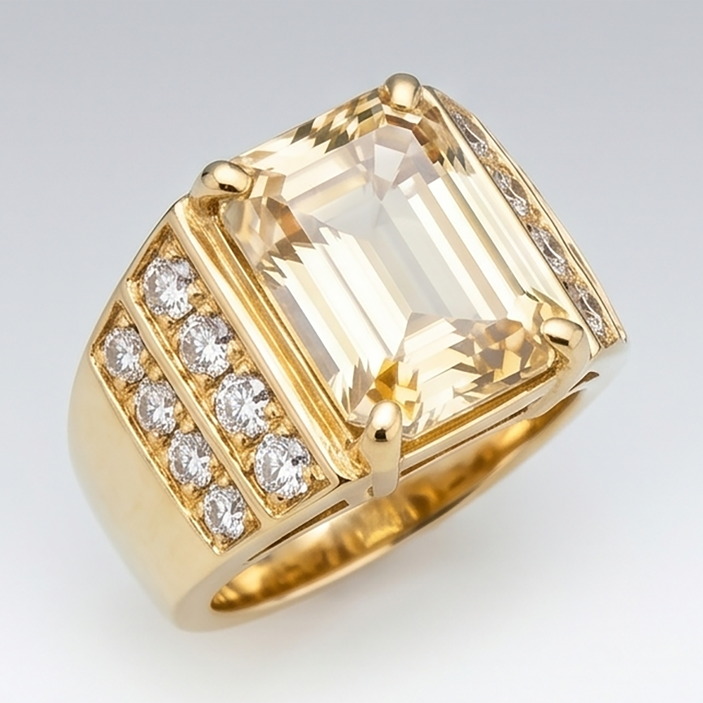 IGI-Zertifiziert Herren-Ring – Edler Diamant 8 Karat 10K Yellow