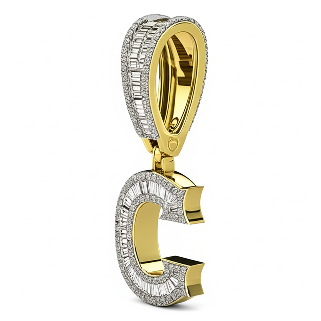 Brillant Brillantschliff Herrenring in 10K Two Tone Gold – Frontansicht