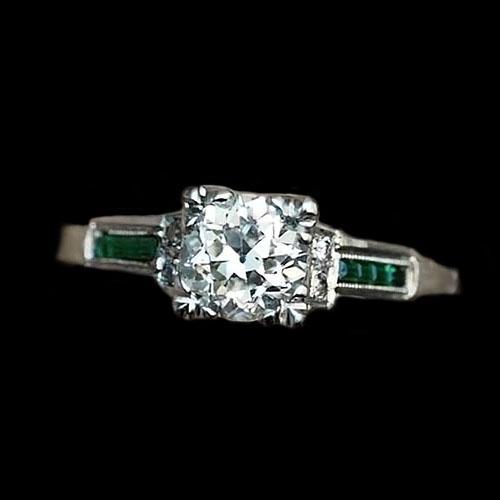 Jubiläumsring Altschliff Echt Diamant & Smaragd 1,75 Karat