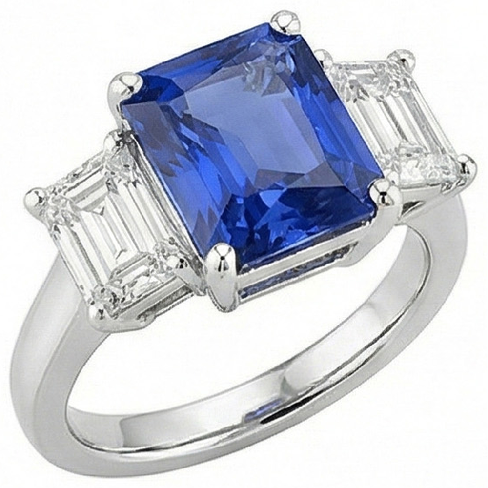 echter baguette diamant 5Karat ring Vorderansicht
