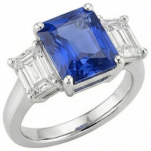 echter baguette diamant 5Karat ring Vorderansicht