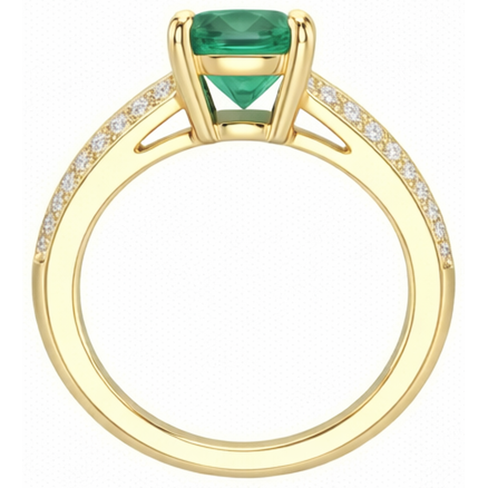 Jubiläumsring 2,25 ct Gelbgold mit Grön Smaragd und Diamanten im Rundschliff