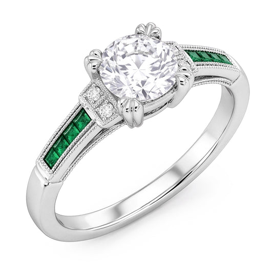 Jubiläumsring Altschliff Echt Diamant & Smaragd 1,75 Karat