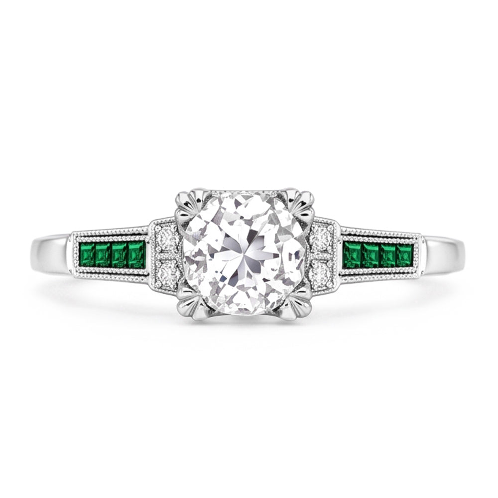 Jubiläumsring Altschliff Echt Diamant & Smaragd 1,75 Karat