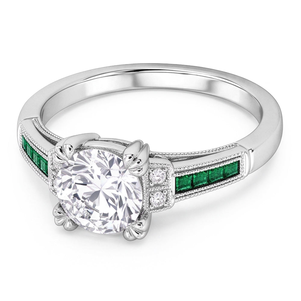 Jubiläumsring Altschliff Echt Diamant & Smaragd 1,75 Karat