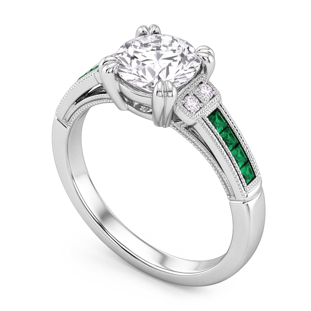 Jubiläumsring Altschliff Echt Diamant & Smaragd 1,75 Karat
