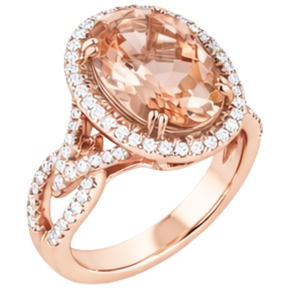 echter oval morganit 14Karat ring Draufsicht
