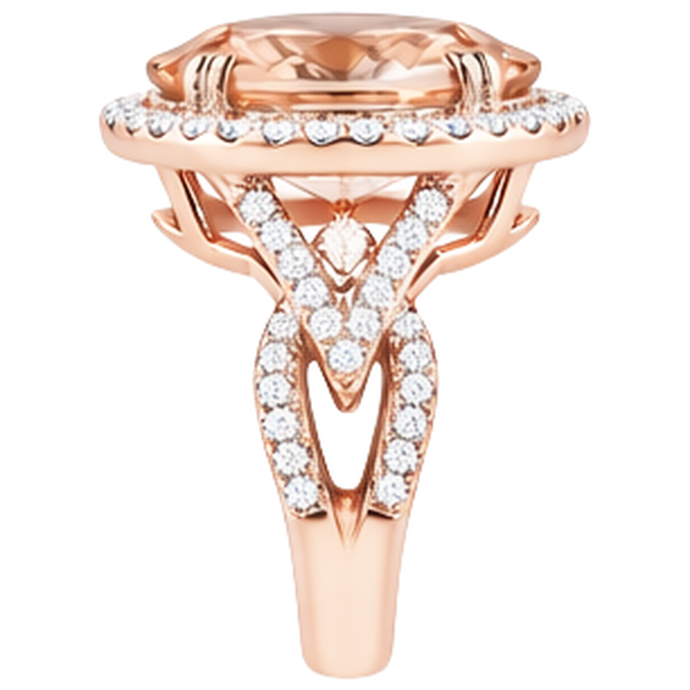 echter oval morganit 14Karat ring Profilansicht