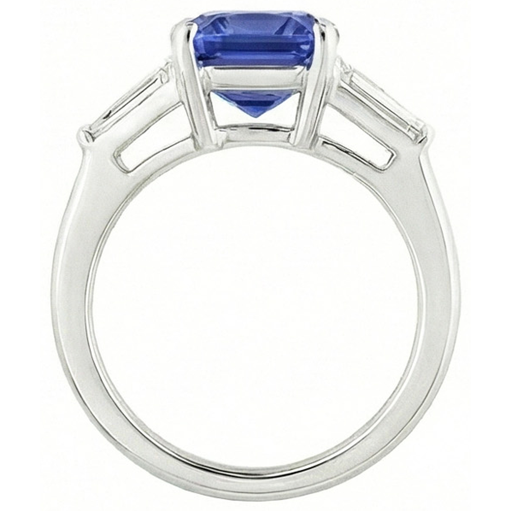 echter radiant diamant 3.50Karat ring Profilansicht