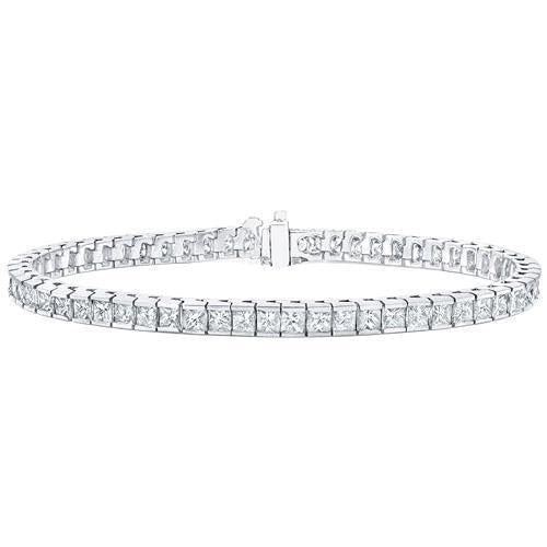 Kanalbesetztes Armband Mit 8,55 Karat Natürliche Diamanten Im Princess-Schliff WG 14K