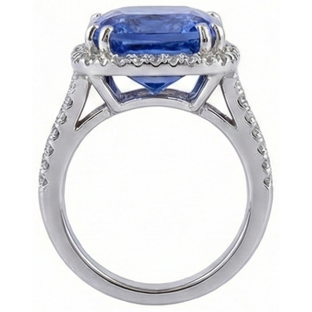 echter round tansanit 6Karat ring Draufsicht