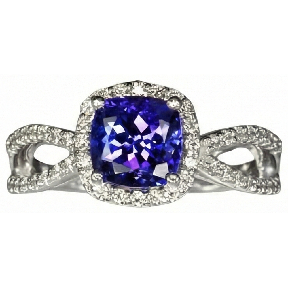echter round tansanit 5.50Karat ring Seitenansicht