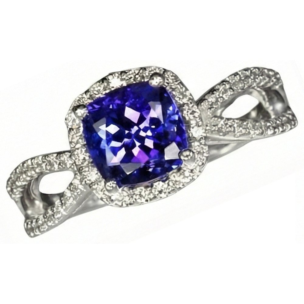 echter round tansanit 5.50Karat ring Detailansicht