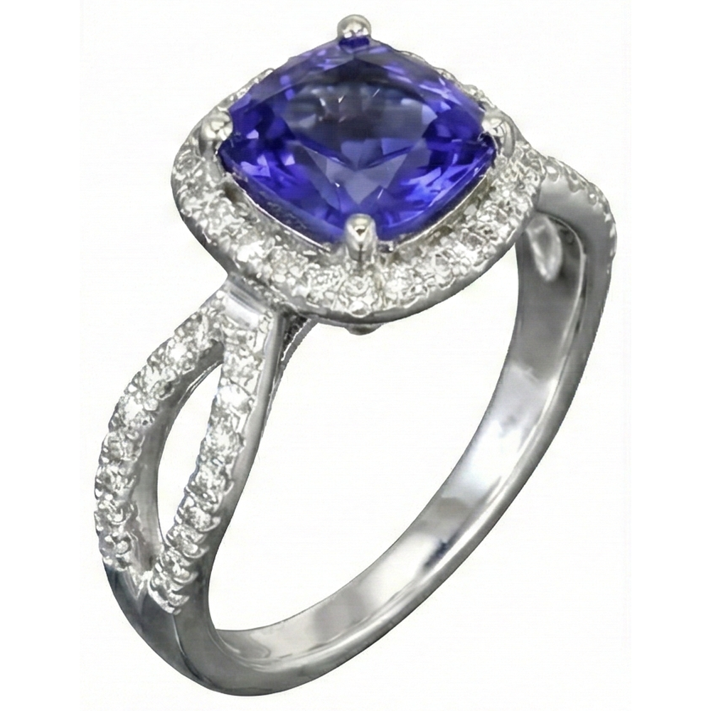 echter round tansanit 5.50Karat ring Draufsicht