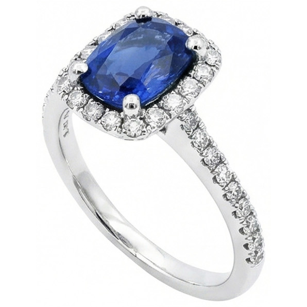 Kissen Ceylon Saphir Diamant Ring Goldschmuck 3 Ct