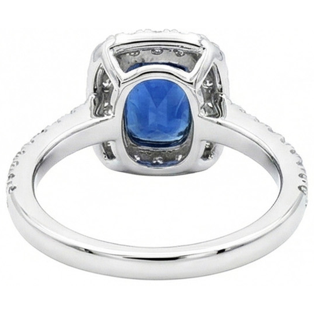 Kissen Ceylon Saphir Diamant Ring Goldschmuck 3 Ct