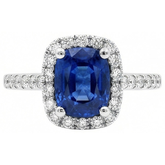 Kissen Ceylon Saphir Diamant Ring Goldschmuck 3 Ct