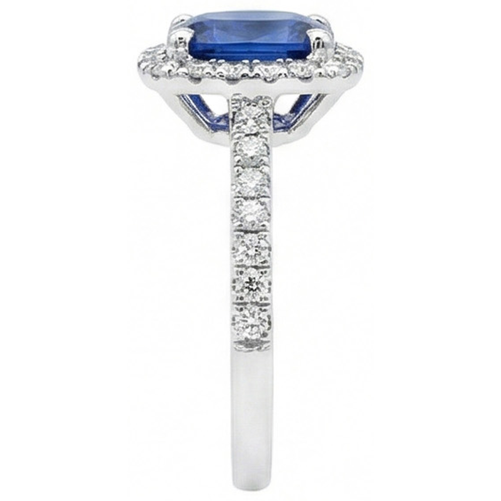 Kissen Ceylon Saphir Diamant Ring Goldschmuck 3 Ct