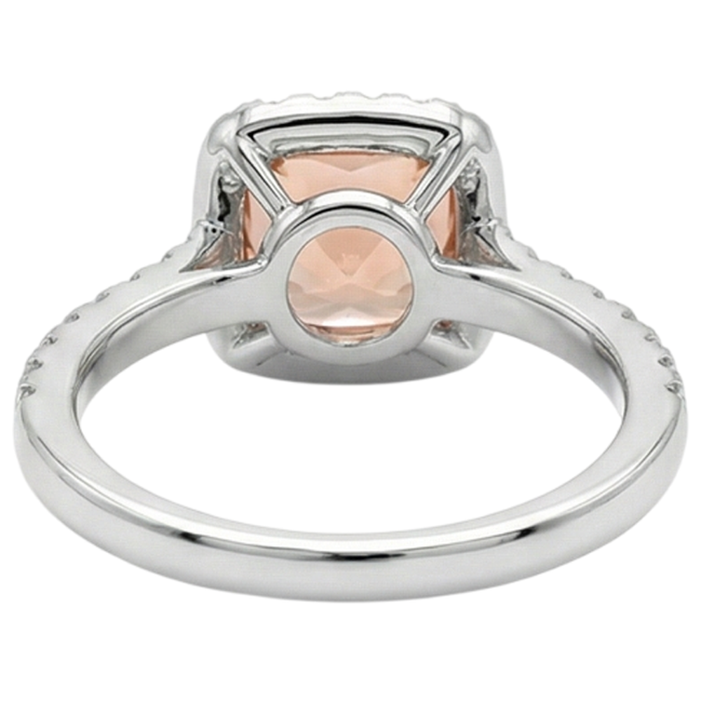echter round morganit 27Karat ring mit Diamantbesatz