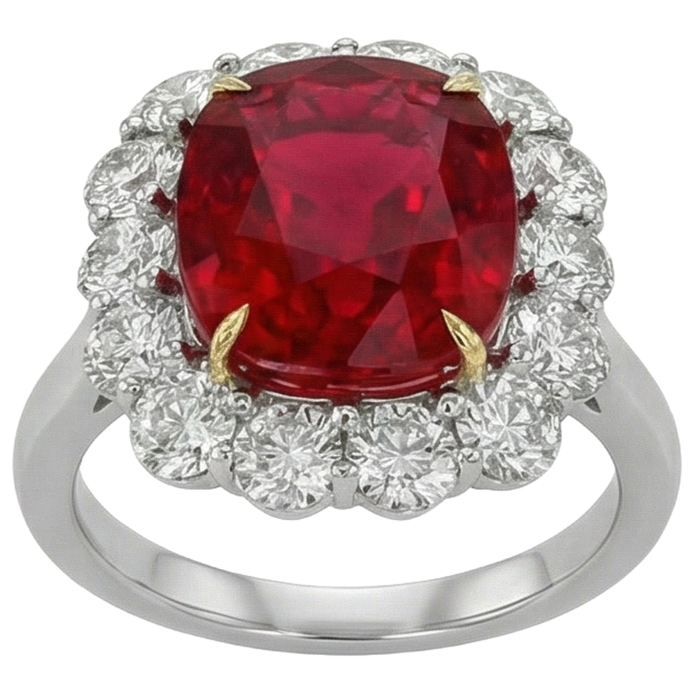 echter round rubin 7Karat ring Seitenansicht