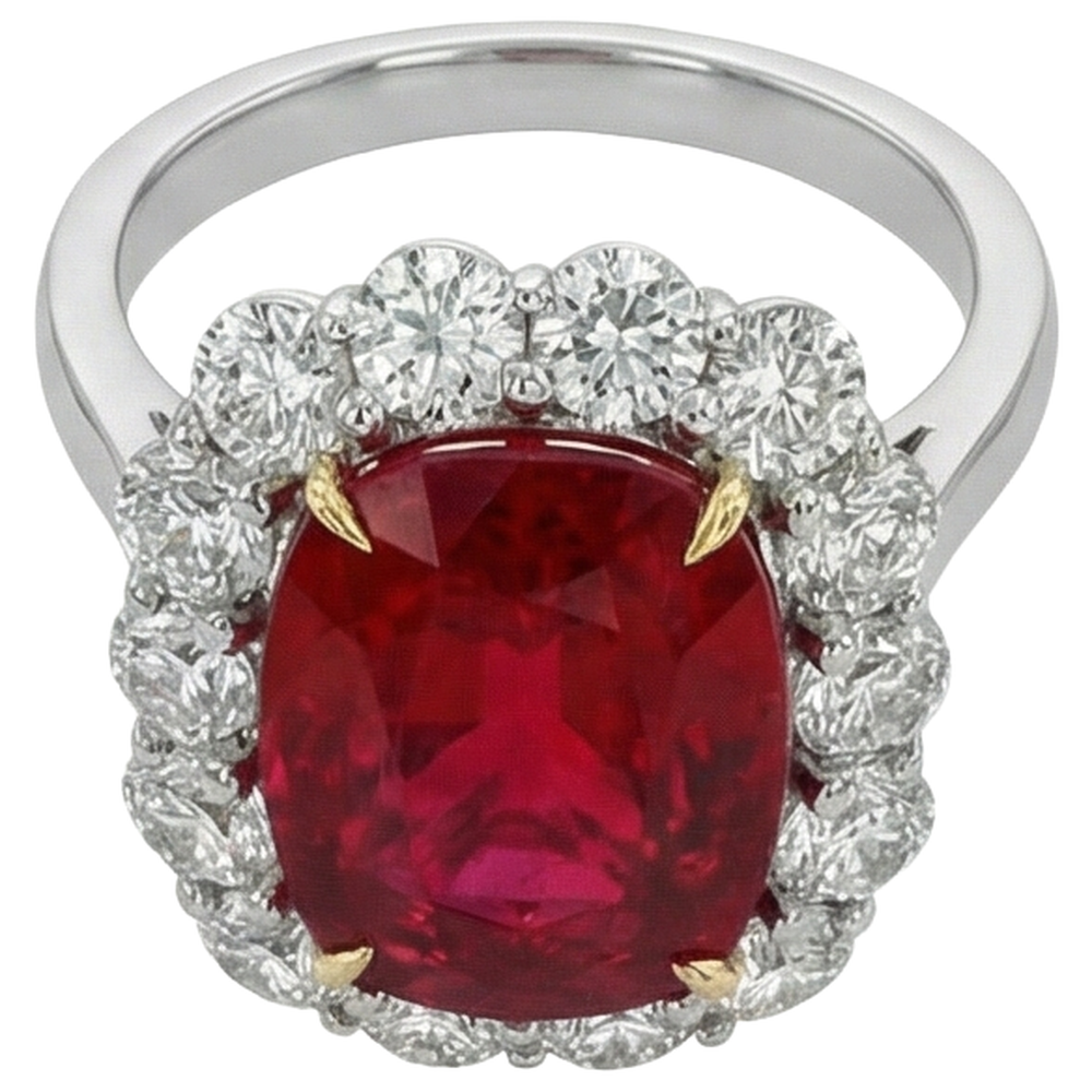 echter round rubin 7Karat ring Detailansicht