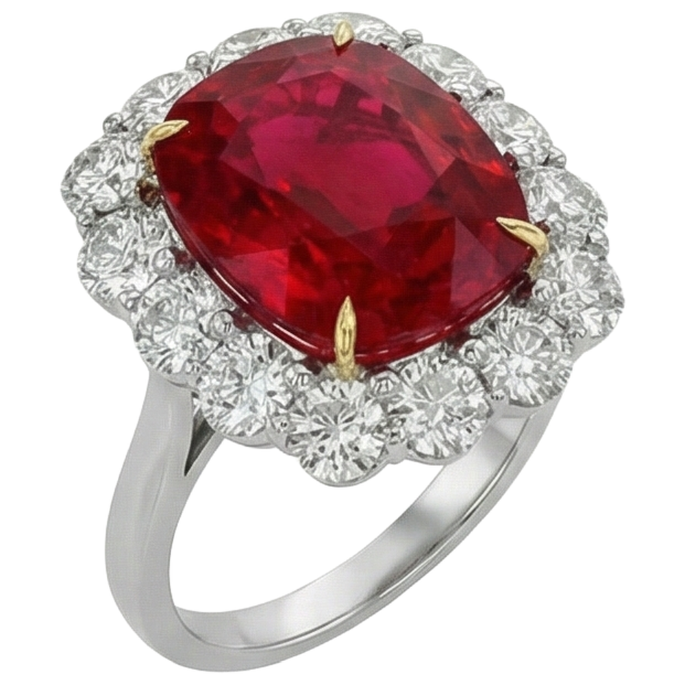 echter round rubin 7Karat ring Draufsicht