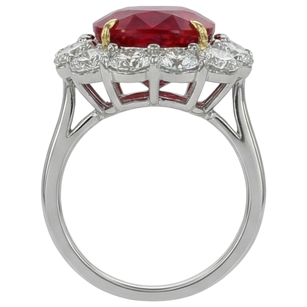 echter round rubin 7Karat ring Profilansicht