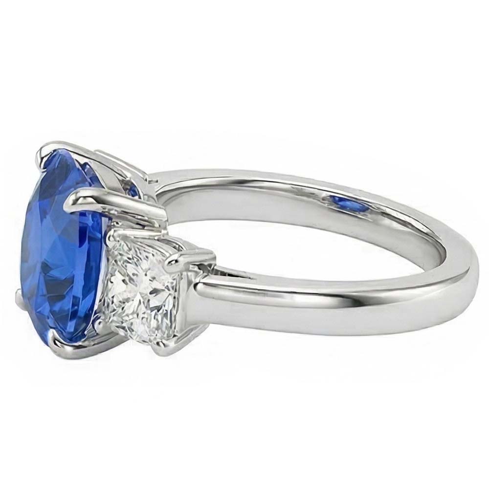 Kissen Saphir 3 Stein Natürlicher Diamant ( nicht im Labor gezüchtet ) Ring Zinke Goldschmuck 4 Karat