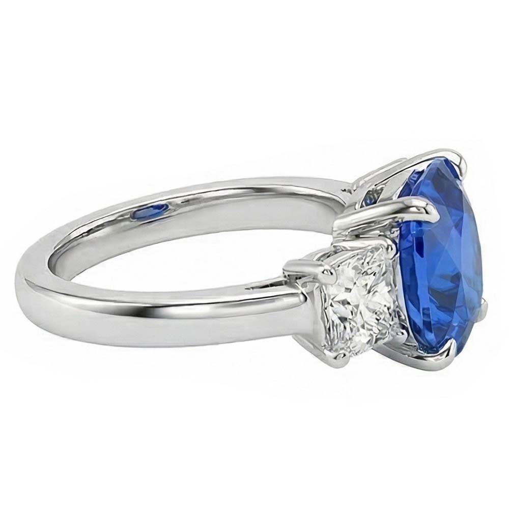 Kissen Saphir 3 Stein Natürlicher Diamant ( nicht im Labor gezüchtet ) Ring Zinke Goldschmuck 4 Karat