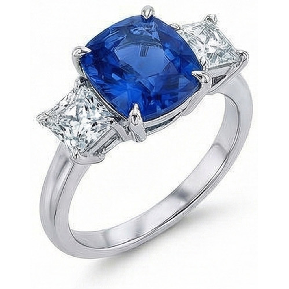 echter asscher saphir 4Karat ring Detailansicht