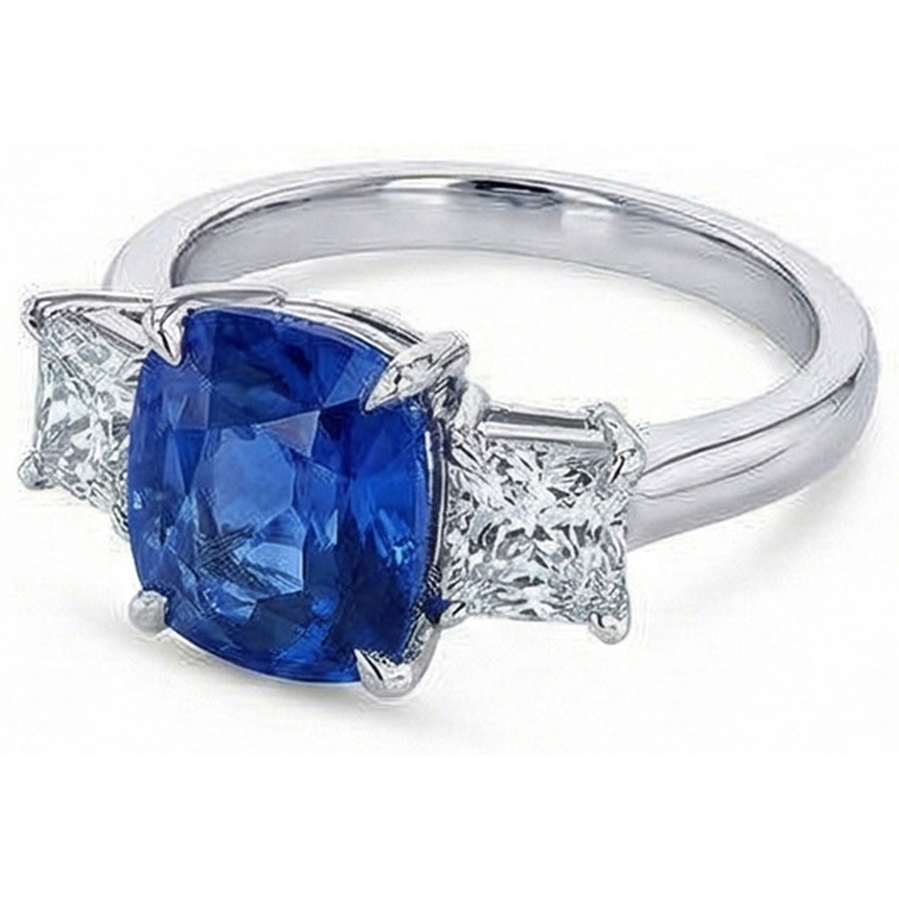 echter asscher saphir 4Karat ring Draufsicht