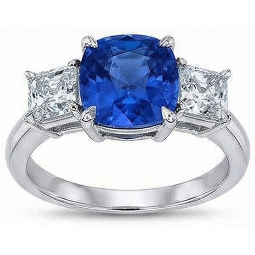 echter asscher saphir 4Karat ring Profilansicht