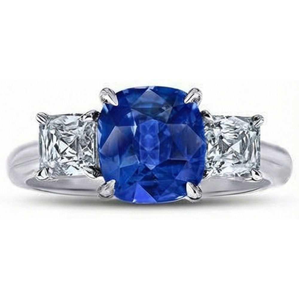 echter asscher saphir 4Karat ring Dreiviertelansicht