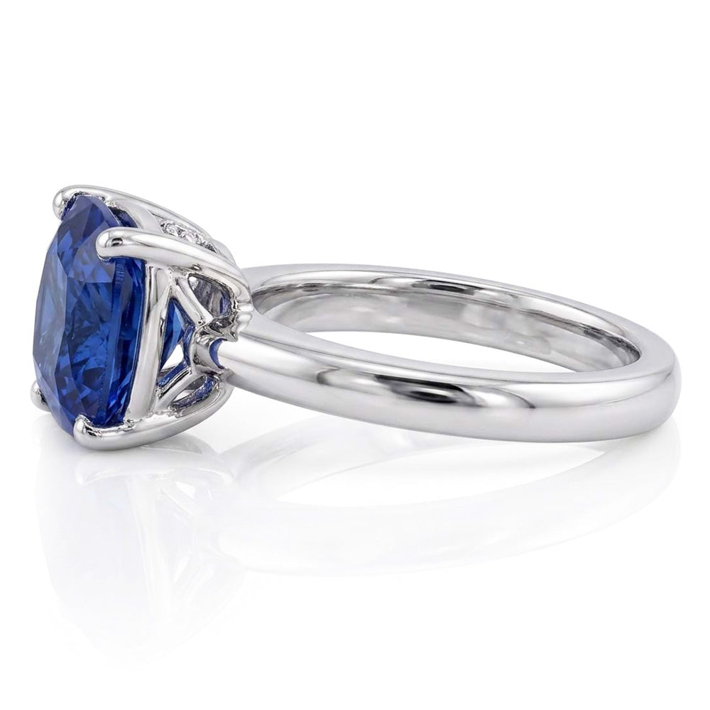 Kissen Solitär Saphir Ring 2,50 Karat Weißgold Schmuck
