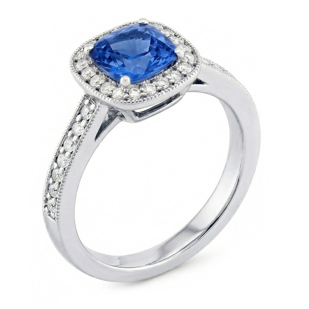 echter round saphir 3.40Karat ring Seitenansicht