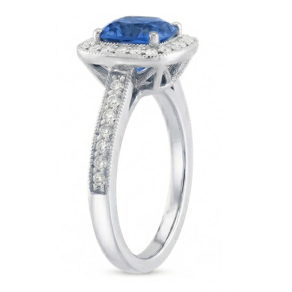 echter round saphir 3.40Karat ring Detailansicht
