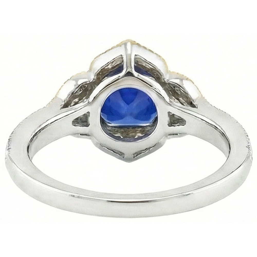 Kissen Sri Lanka Sapphire Natürlicher Diamants ( nicht im Labor gezüchtet ) Ring 5.65 ct. Zweifarbiges Gold