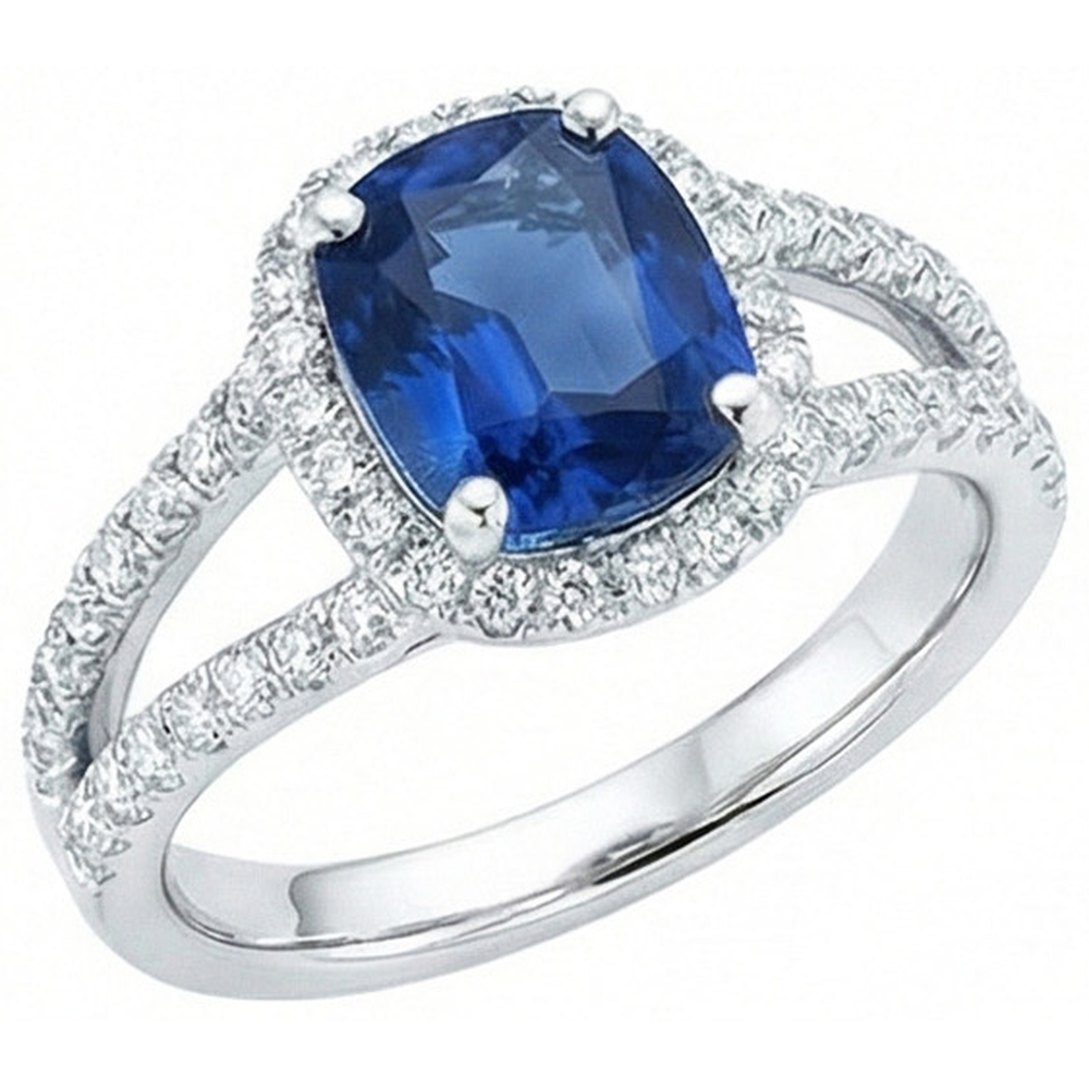 echter round saphir 4.75Karat ring Detailansicht